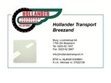 HOLLANDER TRANSPORT