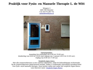FYSIOTHERAPIE EN MANUELE THERAPIE WITT L DE