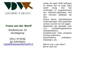 VDW SOFTWARE EN ADVIES